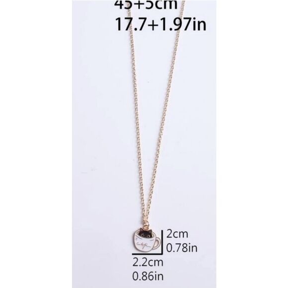 - Cat & coffee mug necklace - Picture 3 of 3